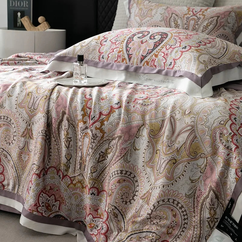 Bohemian Baroque Eucalyptus Lyocell Silky Wedding Bedding Set