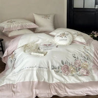 Thumbnail for Victorian Peony Flowers Embroidered Princess Egyptian Cotton 1000TC Bedding Set