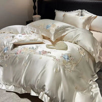 Thumbnail for Luxurious Champagne Patchwork Rose Egyptian Cotton 1000TC Flowers Embroidered Bedding Set