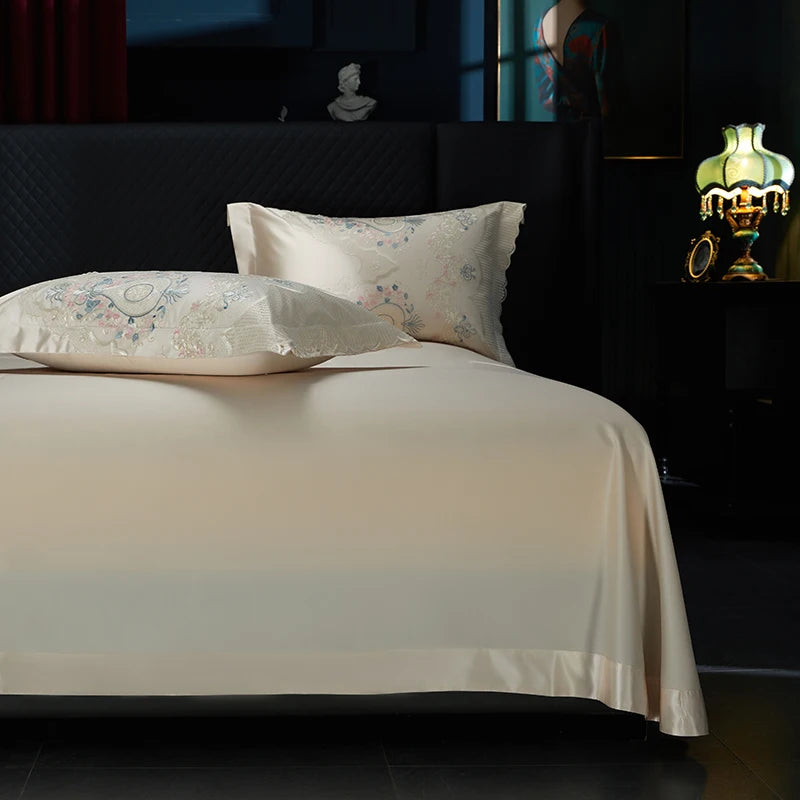 Luxury Blue Pink Royal Floral Egyptian Cotton 1000TC Bedding Set