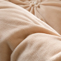 Thumbnail for Beige Modern Warm Velvet Fluffy Flower Pleated Pearl Bedding Set