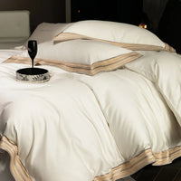 Thumbnail for White Gold Embroidered 100%Cotton Hotel Grade Bedding Set