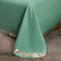 Thumbnail for Green Gold Jacquard Weave Chic Soft Satin Bedding Set