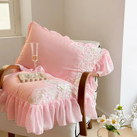 Thumbnail for Pink Gold Royal Luxurious French Rose Embroidered Duvet Cover Set, Cotton Bedding Sets