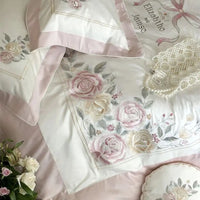 Thumbnail for Victorian Peony Flowers Embroidered Princess Egyptian Cotton 1000TC Bedding Set