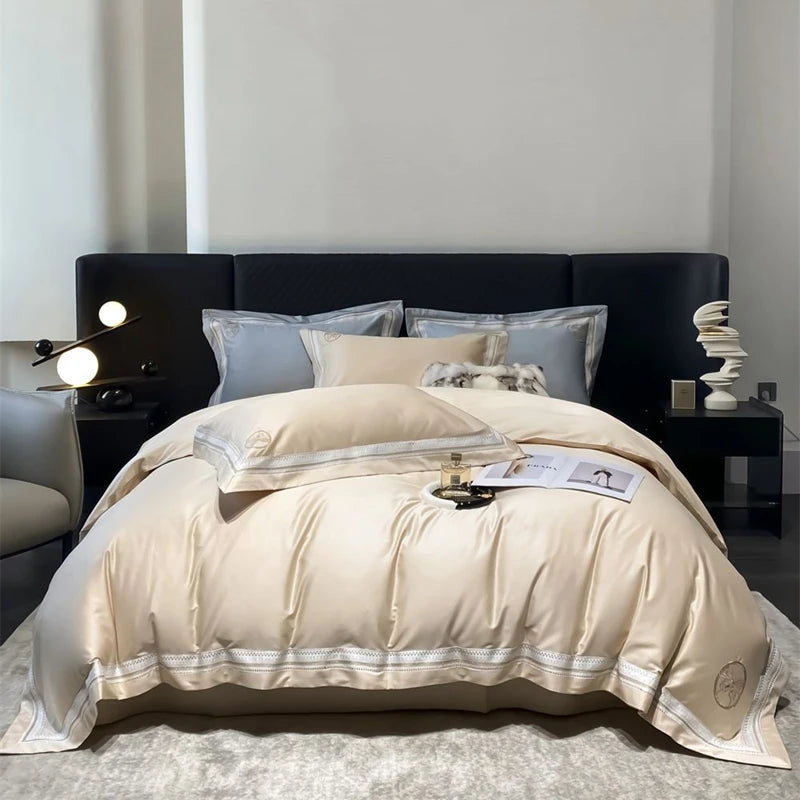 Modern Romantic Egyptian Cotton 1000TC Butterfly Embroidered Bedding Set