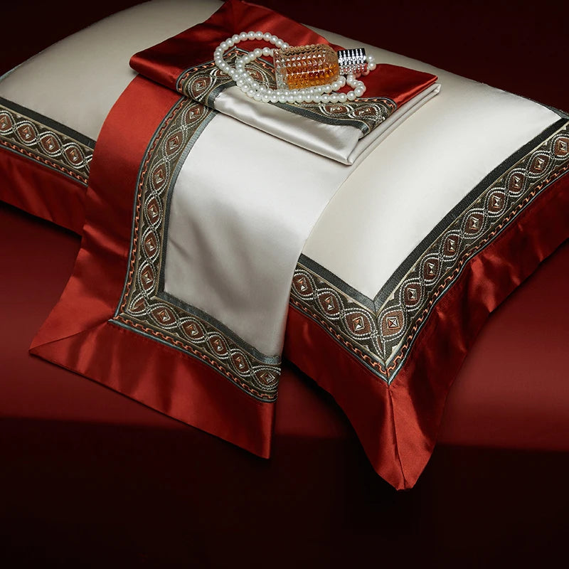 Red Wine European Luxury Palace Wedding, Egyptian Cotton 1000TC Bedding Set