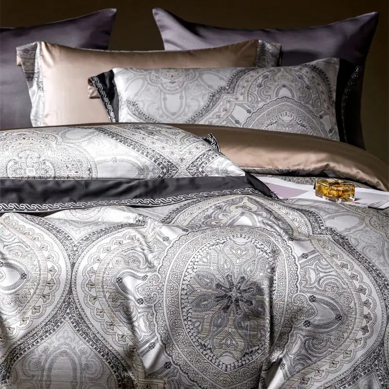 American Vintage Baroque Soft Silky Jacquard Egyptian Cotton 1000TC Bedding Set