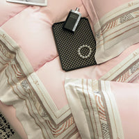 Thumbnail for Pink Gold Luxury Brushed Embroidery Duvet Cover Set, 600TC Egyptian Cotton Bedding Set