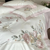 Thumbnail for Victorian Peony Flowers Embroidered Princess Egyptian Cotton 1000TC Bedding Set