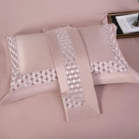 Thumbnail for Silver Pink Luxury Embroidered Egyptian Cotton 1000TC Silky Hotel Quality Bedding Set