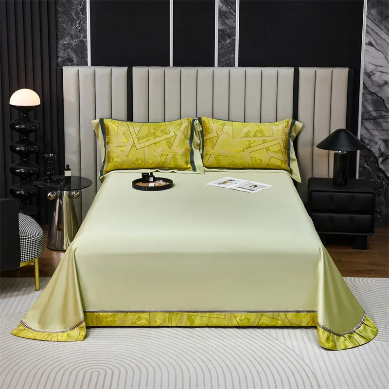 Luxury Modern Satin Jacquard Yellow 1000TC Egyptian Cotton Bedding Set