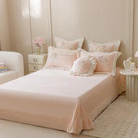 Thumbnail for Pink Rose Flowers Embroidered Princess Fleece Velvet Bedding Set