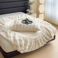 Thumbnail for Colorful Thicken Plush Mattress Cover Winter Warm Softest for Quilted Bedding