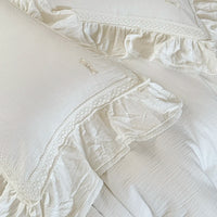 Thumbnail for White French Vintage Princess Pure Cotton Double Layer Crinkle Yarn Bedding Set