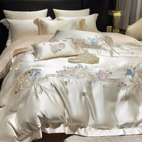 Thumbnail for Luxurious Champagne Patchwork Rose Egyptian Cotton 1000TC Flowers Embroidered Bedding Set