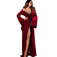 Thumbnail for Red Purple Sexy Women Super Long Kimono Plus Size Lady Sleepwear