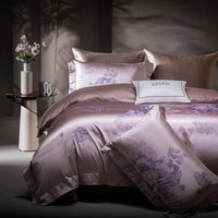 Thumbnail for Brown Purple Jacquard Luxury Silky Soft Egyptian Cotton 1000TC Bedding Set