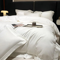 Thumbnail for Luxurious White Grey Hotel Style Duvet Cover Set, 600TC Egyptian Cotton Bedding Set