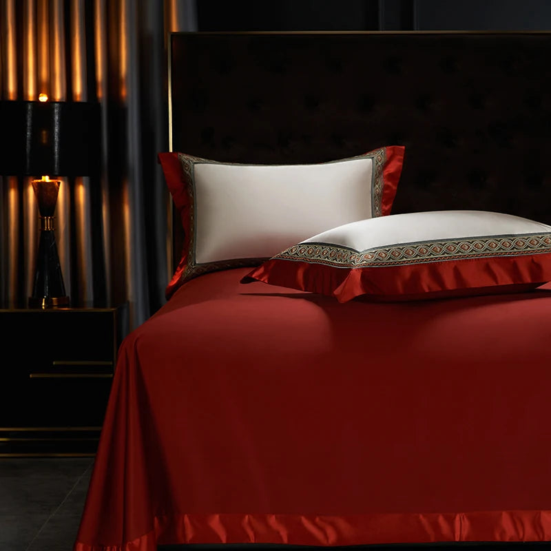 Red Wine European Luxury Palace Wedding, Egyptian Cotton 1000TC Bedding Set