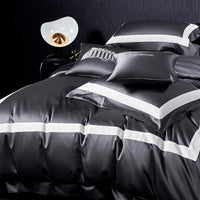 Thumbnail for Luxury Black White Pima Cotton 1600TC Silky Hotel Quality Bedding Set