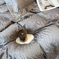 Thumbnail for Silver Gray Jacquard Luxury Soft Silky Duvet Cover, Egyptian Cotton 1000TC Bedding Set