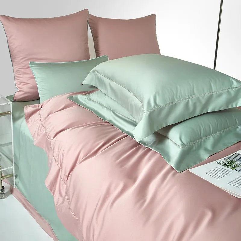 Luxury Pink Weave Silky Soft Breathable Egyptian Cotton 1000TC Bedding Set