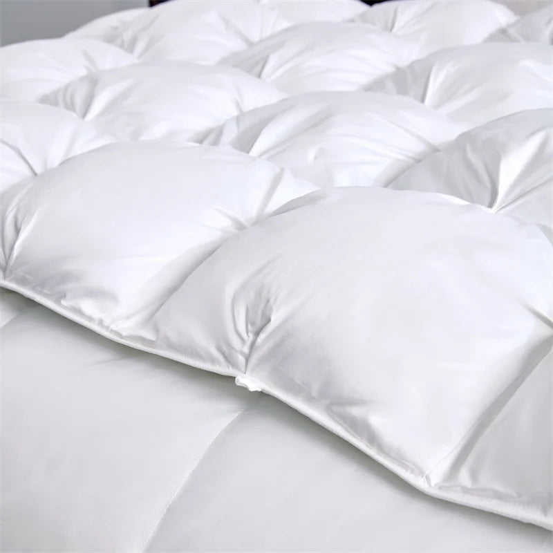 Ultra Soft White Silver Grey Goose Down Comforter Set - Luxurious 100% Cotton Bedding