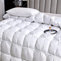 Thumbnail for Ultra Soft White Silver Grey Goose Down Comforter Set - Luxurious 100% Cotton Bedding