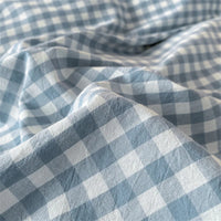 Thumbnail for Cozy Blue Gingham Stripe Cotton Bed Linens Bedding Set