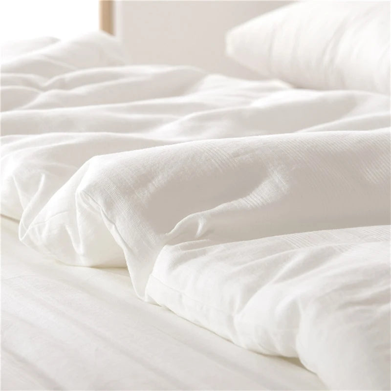 Pure White Cotton Comforter Quilt Blanket Filler Bedding Set - Smooth and Comfortable