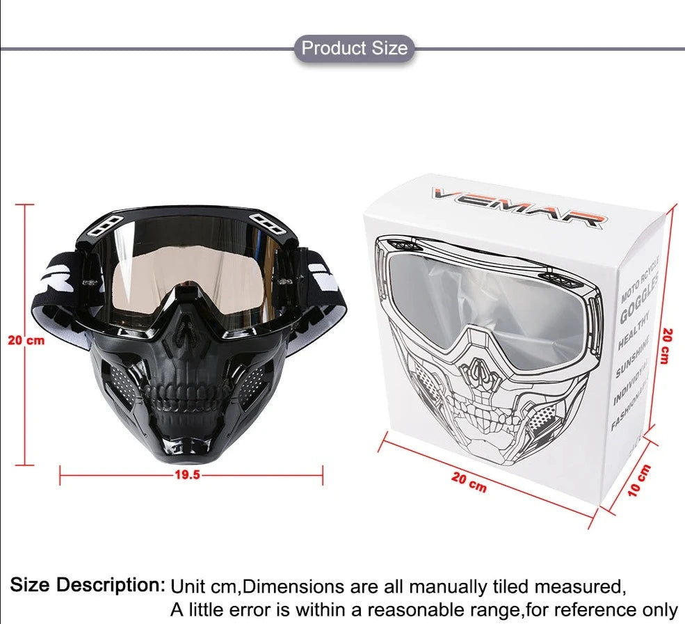 White Black Skull Motorcycle Helmets Goggles Cycling Glasses Men Motocross Face Anti-UV