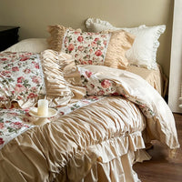 Thumbnail for Vintage Beauty Rose Floral Pleat Bedskirt Cotton Bedding