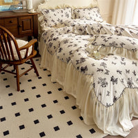 Thumbnail for Vintage French Black Butterfly Flowers Print Egyptian Cotton Bedding Set