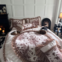 Thumbnail for Vintage European Butterfly Flowers Embroidered Fleece Velvet Duvet Cover Bedding Set