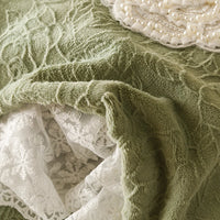 Thumbnail for Elegant Green Carved Velvet Lace Trim Cozy Bedding Set