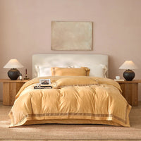 Thumbnail for Gold Grey Winter Warm Thick Velvet Lace Duvet Cover Bedding Set