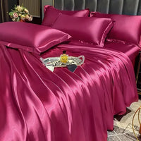 Thumbnail for Nordic Purple Gold Rayon Silky Luxury Wedding Bedding Set