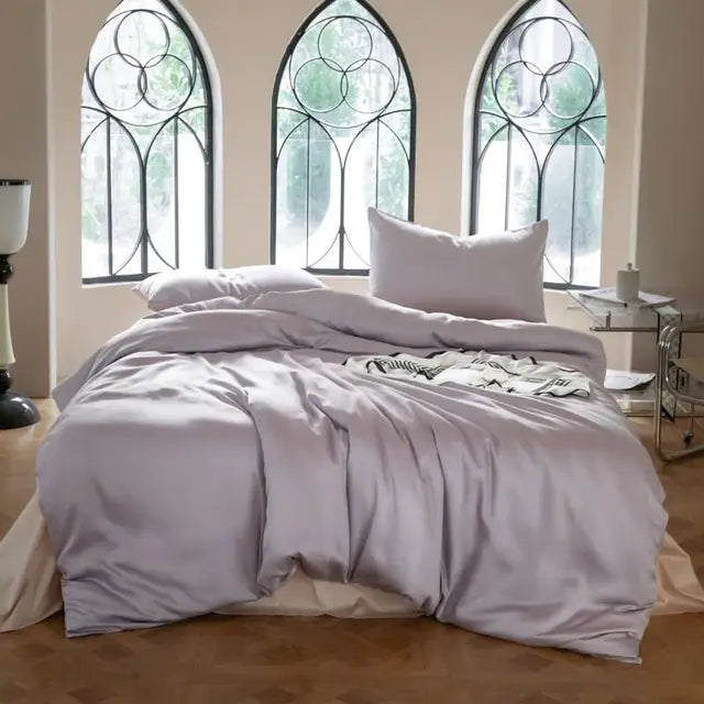 Grey Pink Premium Organic Eucalyptus Lyocell Silky Soft Cooling Bedding Set