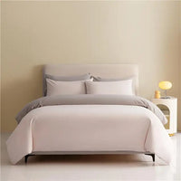 Thumbnail for White Blue Premium Brushed Cotton Reversible Duvet Cover Zipper Bedding set