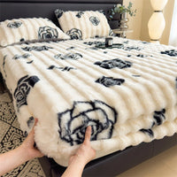 Thumbnail for Colorful Thicken Plush Mattress Cover Winter Warm Softest for Quilted Bedding