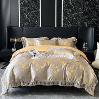 Thumbnail for Green Gold Jacquard Weave Chic Soft Satin Bedding Set