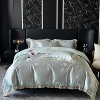 Thumbnail for Green Gold Jacquard Weave Chic Soft Satin Bedding Set