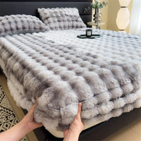 Thumbnail for Colorful Thicken Plush Mattress Cover Winter Warm Softest for Quilted Bedding