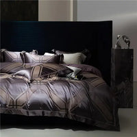 Thumbnail for European Peacock Blue Gray Luxury Jacquard Egyptian cotton 1000TC Bedding Set