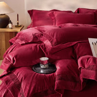 Thumbnail for Gold Grey Winter Warm Thick Velvet Lace Duvet Cover Bedding Set