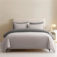 Thumbnail for White Blue Premium Brushed Cotton Reversible Duvet Cover Zipper Bedding set