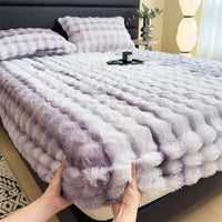 Thumbnail for Colorful Thicken Plush Mattress Cover Winter Warm Softest for Quilted Bedding