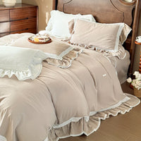 Thumbnail for White French Vintage Princess Pure Cotton Double Layer Crinkle Yarn Bedding Set