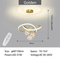 Thumbnail for Luxury White Gold Glass Ball LED Lighting Chandeliers Bedroom Kitchen Pendant